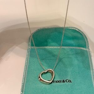 Authentic sterling silver 16” Tiffany’s heart necklace.